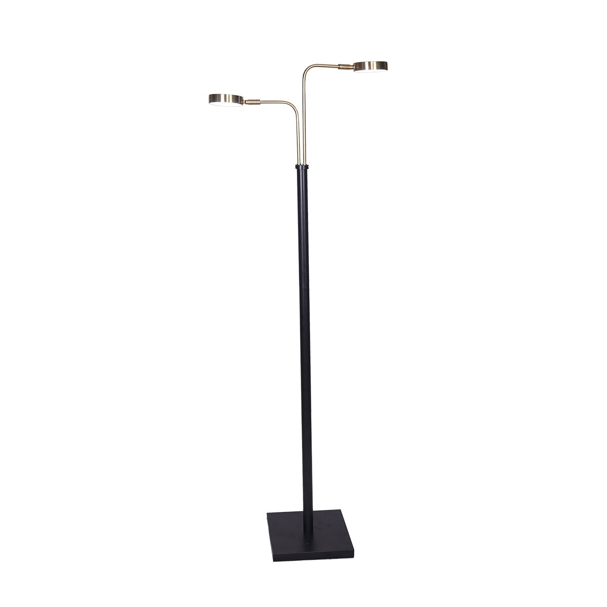 Sarantino LED Metal Floor Lamp with 2 Lights in Brushed Gold and Black Finish Sarantino