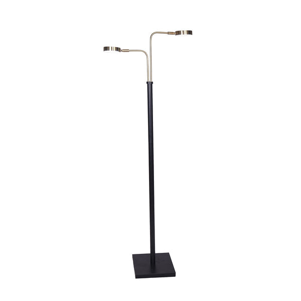 Sarantino LED Metal Floor Lamp with 2 Lights in Brushed Gold and Black Finish Sarantino