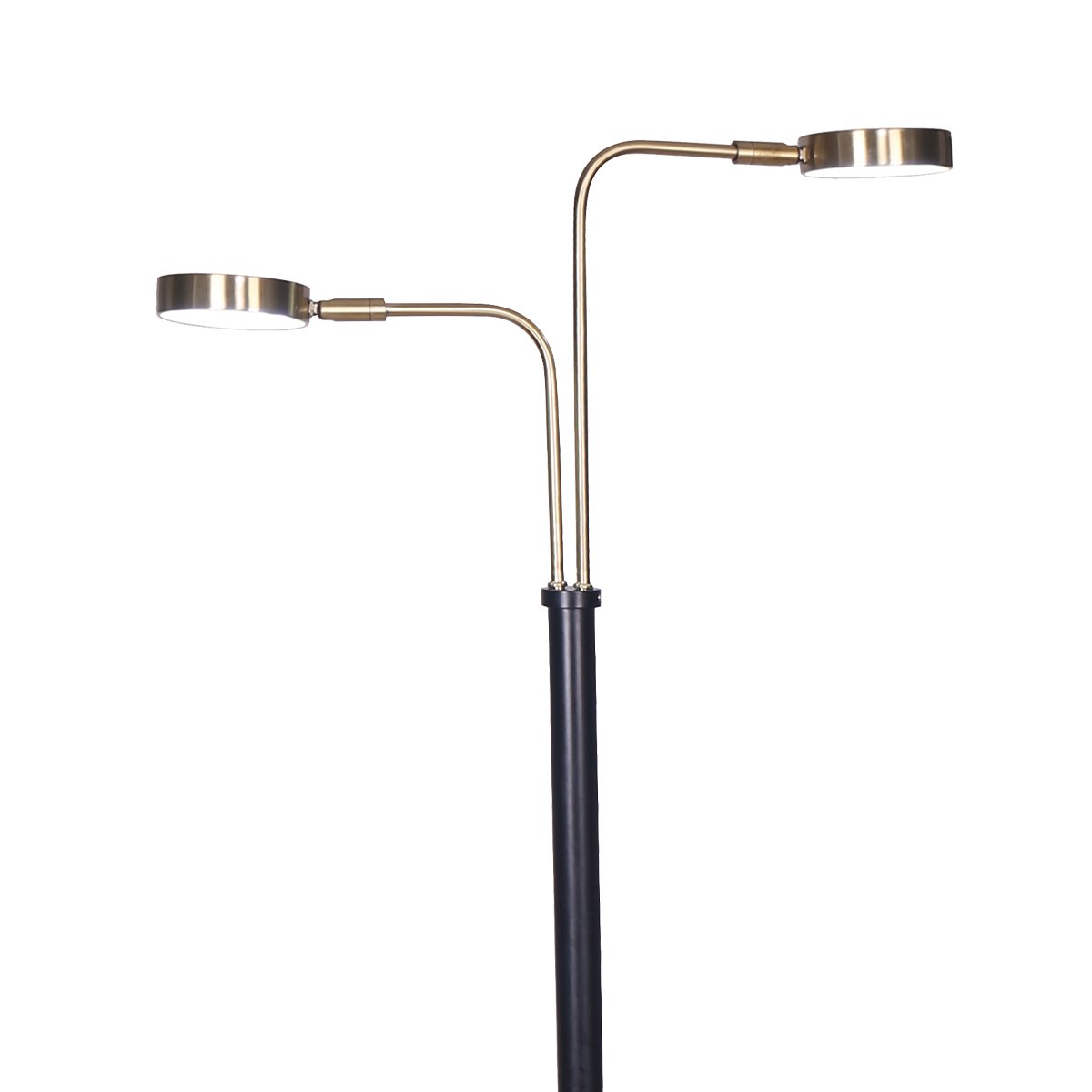 Sarantino LED Metal Floor Lamp with 2 Lights in Brushed Gold and Black Finish Sarantino