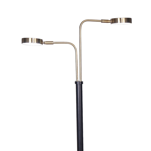Sarantino LED Metal Floor Lamp with 2 Lights in Brushed Gold and Black Finish Sarantino