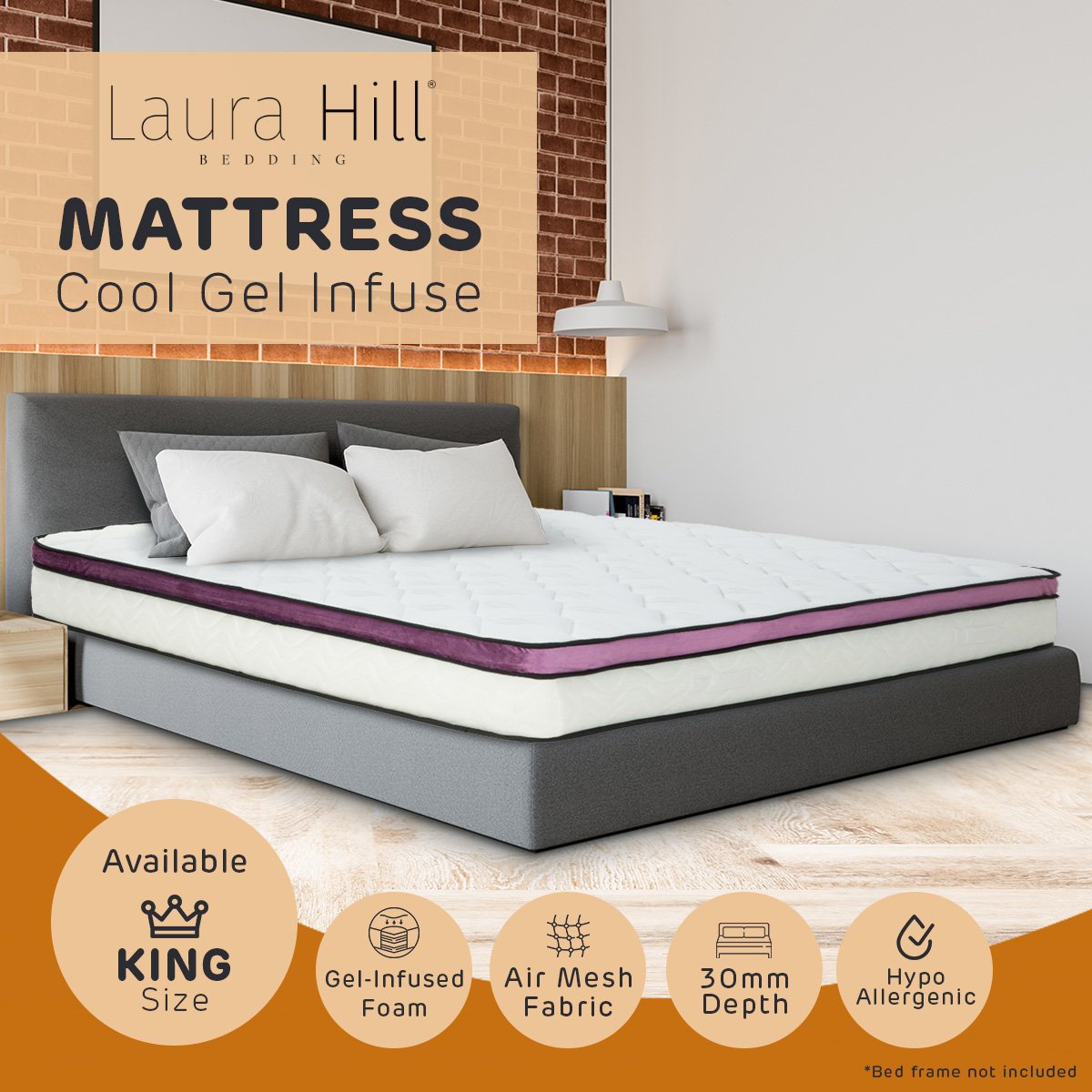 Laura Hill King Mattress Visco Cool Gel Infused Memory Foam Euro Top Pocket Spring 30cm Does Not Apply