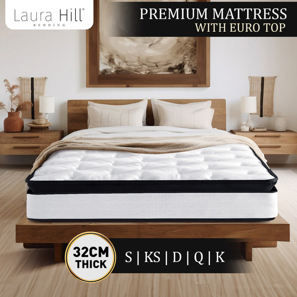 Laura Hill King Mattress Bed Size Euro Top 5 Zone Spring Foam 32cm Bedding Pocket Does Not Apply