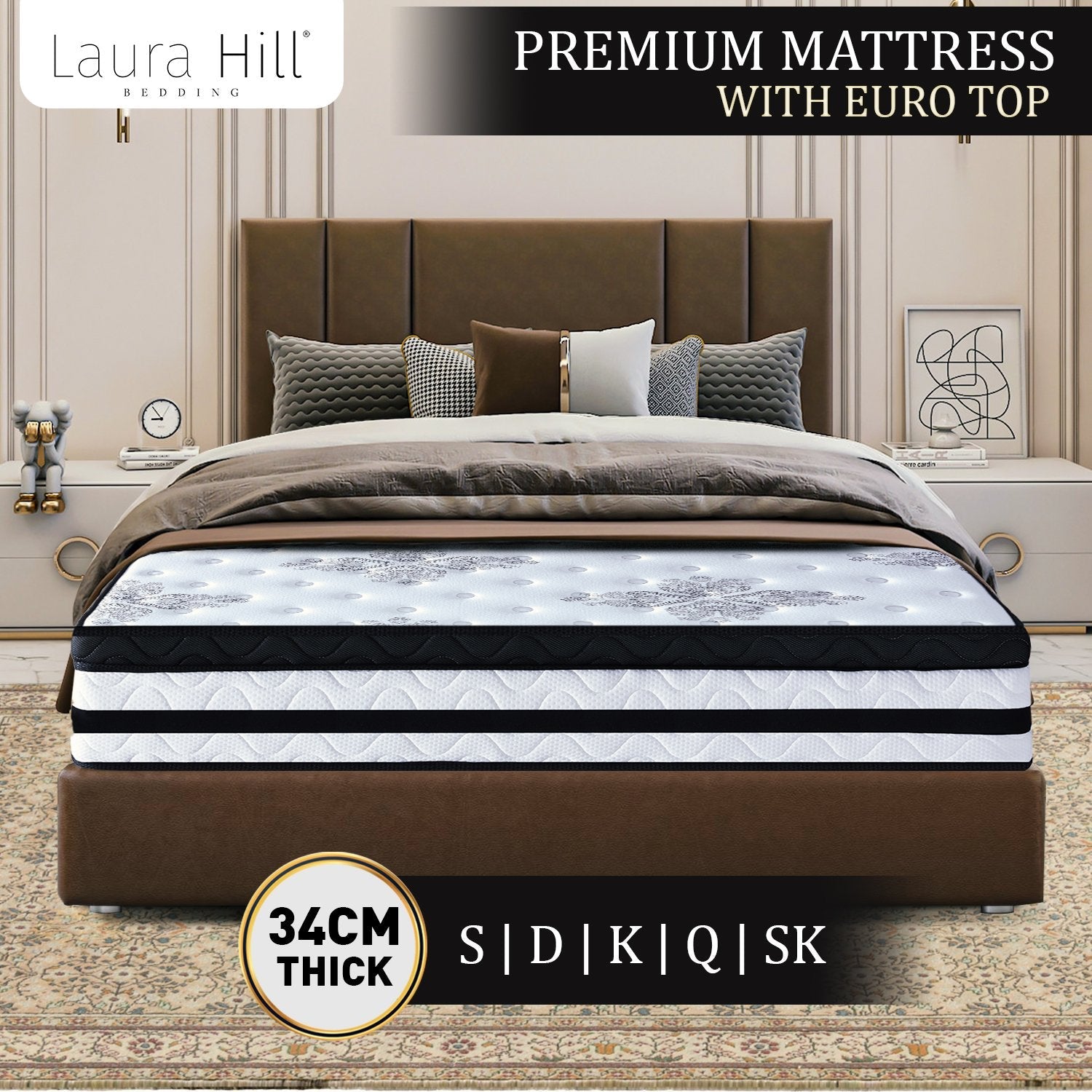 Laura Hill King Mattress Bed Size Euro Top 5 Zone Spring Foam 34cm Bedding Does Not Apply