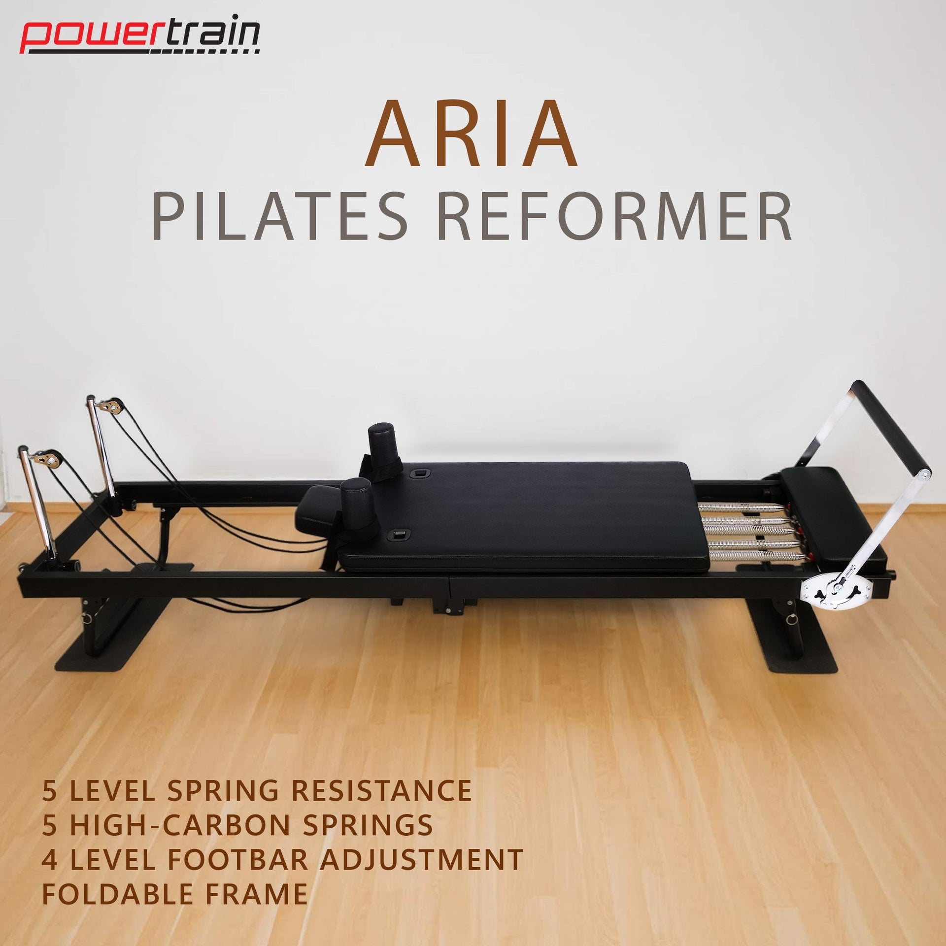 Powertrain Aria Steel Foldable Pilates Board Reformer Multifunctional Core Exercise Set Ab Trainer With Platform Extender Sitting Box Jumpboard And Footbar For Indoor Outdoor Full Body Fitness Home Awezingly