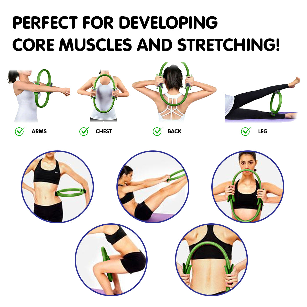 Powertrain Pilates Ring Band Yoga Home Workout Exercise Band Green Powertrain
