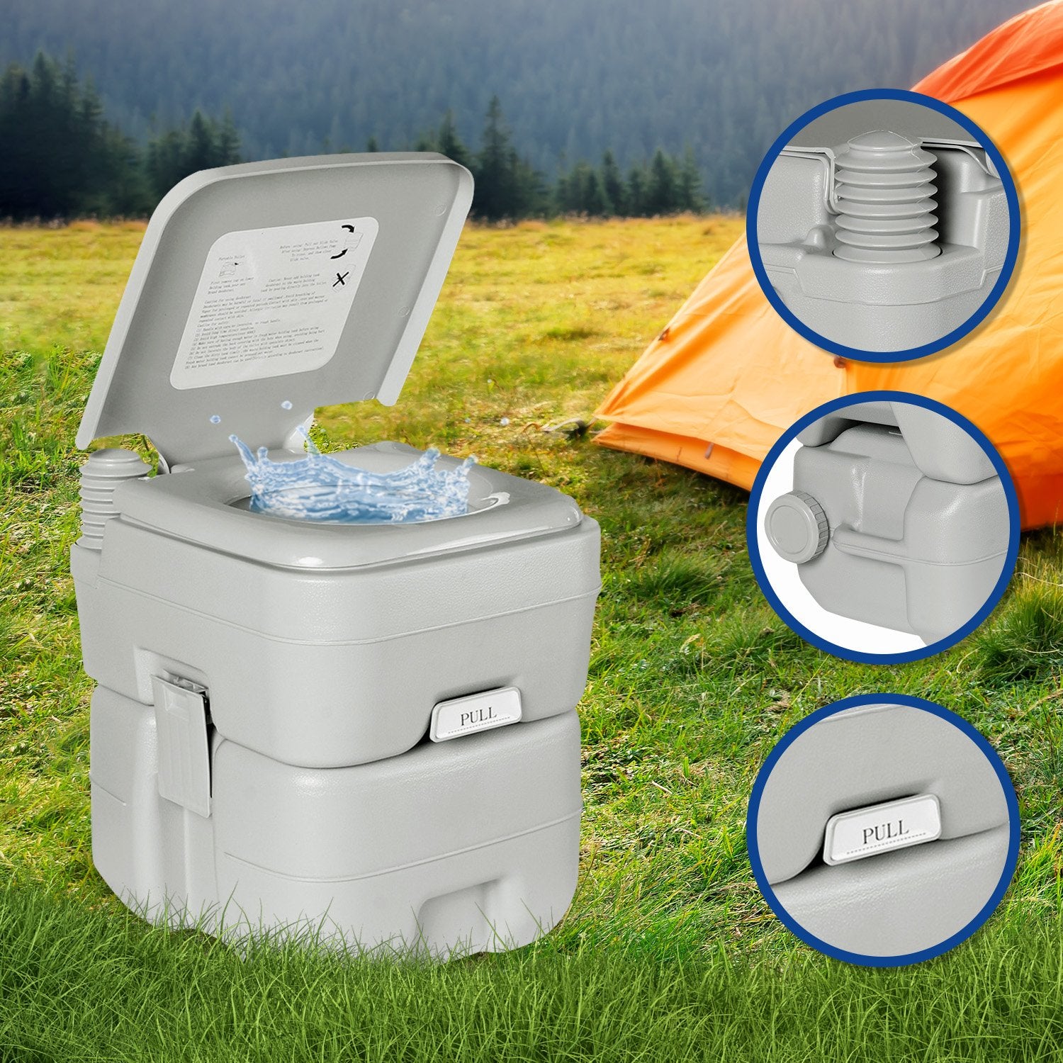 Wallaroo 20l Camping Portable Toilet Press Flush Pump Wallaroo