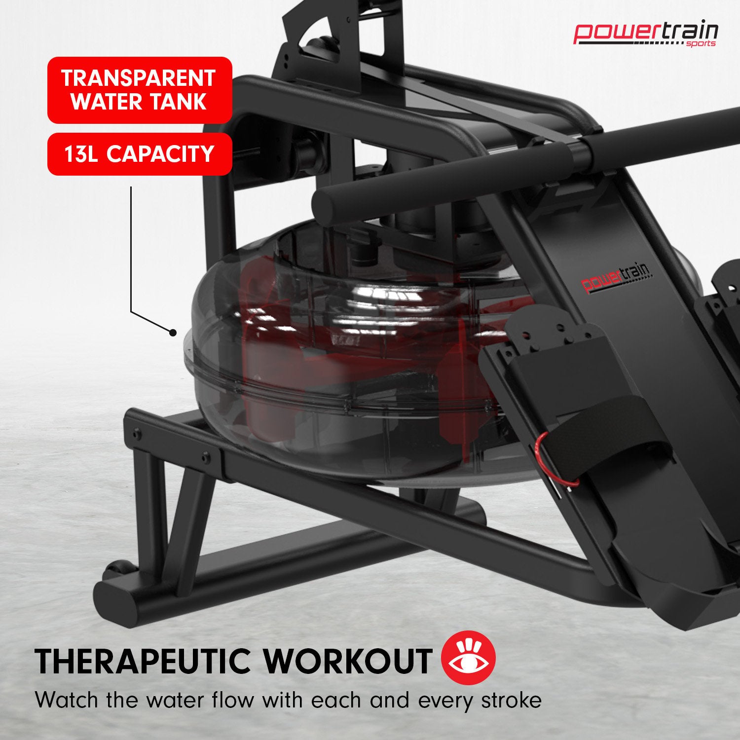 Powertrain 13L Water Resistance Rowing Machine Rower Powertrain
