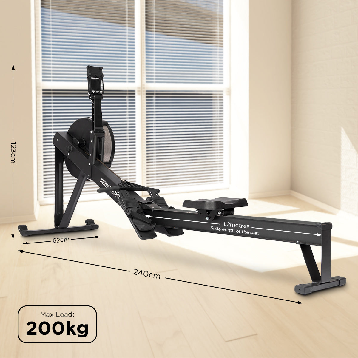 Powertrain Air Rowing Machine Resistance Rower for Home Gym Cardio Powertrain