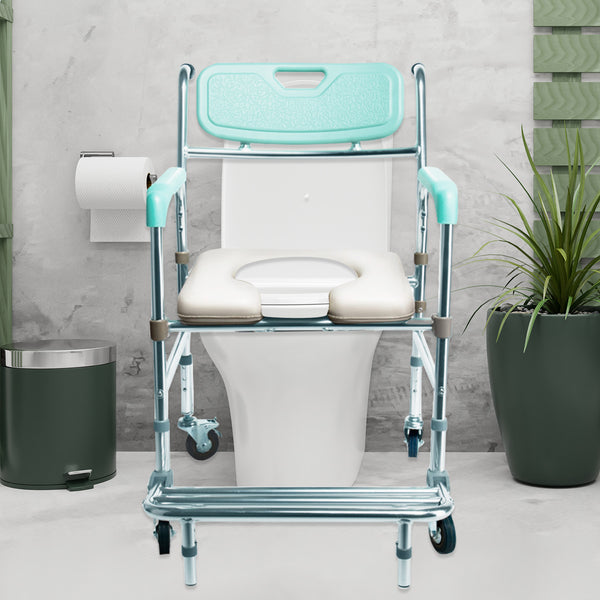 Orthonica Commode Chair With Castors Aluminium Frame Footrest Soft Push Handles Does Not Apply