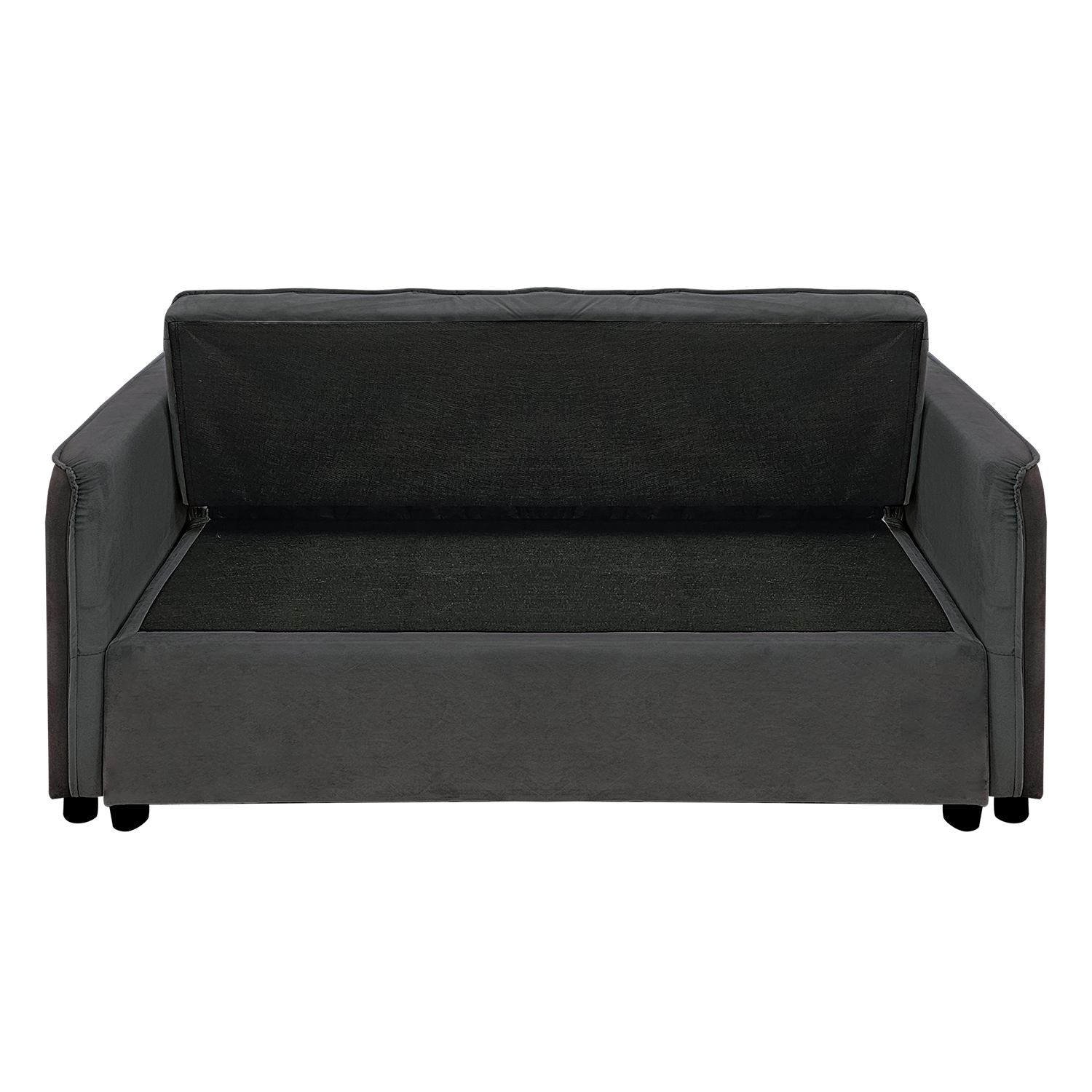 Sarantino Quincy 2-Seater Velvet Sofa Bed in Dark Grey with Wooden Frame and Tufted Design - Dark Grey Sarantino