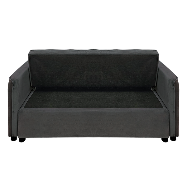 Sarantino Quincy 2-Seater Velvet Sofa Bed in Dark Grey with Wooden Frame and Tufted Design - Dark Grey Sarantino
