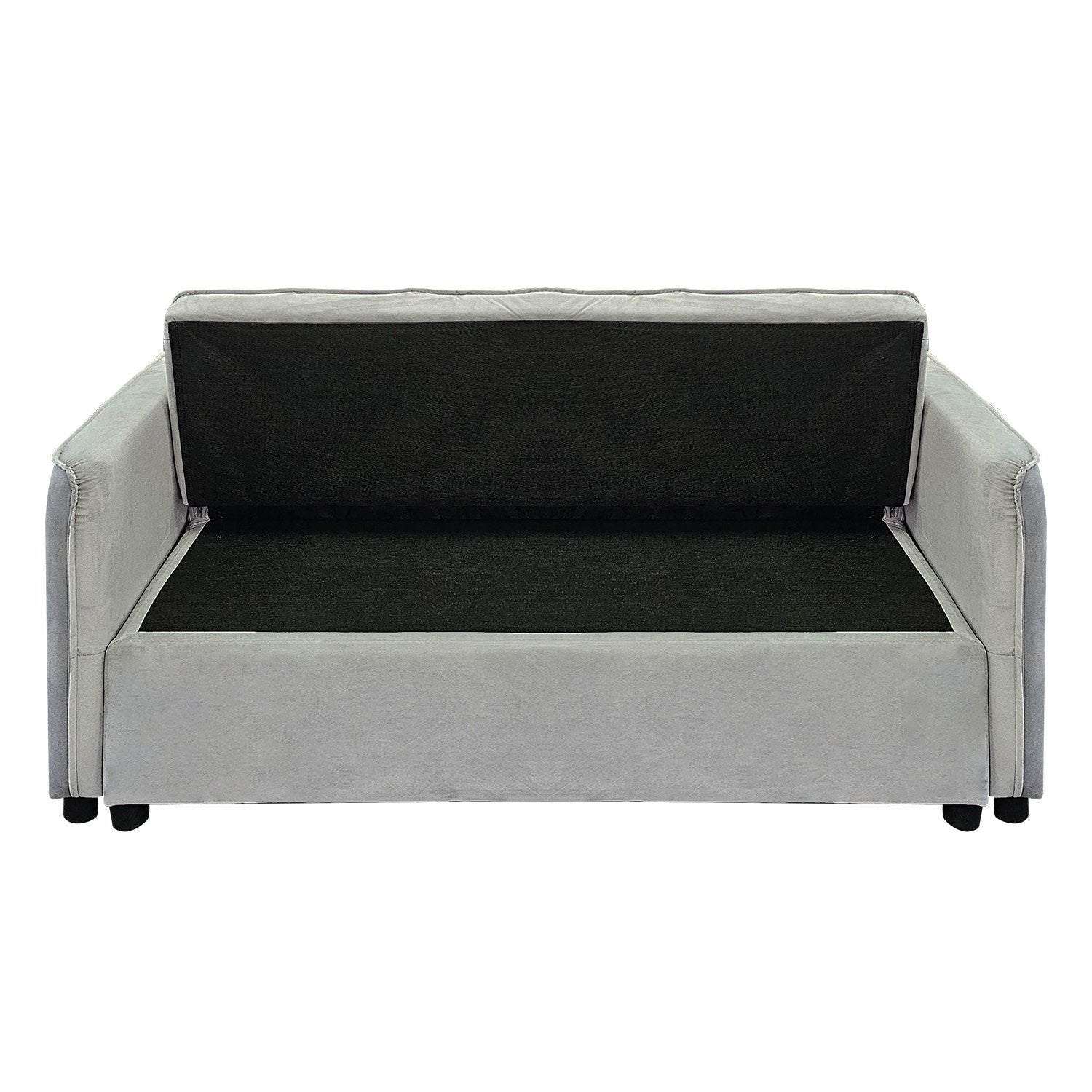 Sarantino Quincy 2-Seater Velvet Sofa Bed in Dark Grey with Wooden Frame and Tufted Design - Light Grey Sarantino