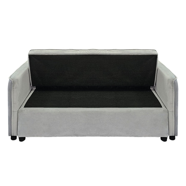 Sarantino Quincy 2-Seater Velvet Sofa Bed in Dark Grey with Wooden Frame and Tufted Design - Light Grey Sarantino