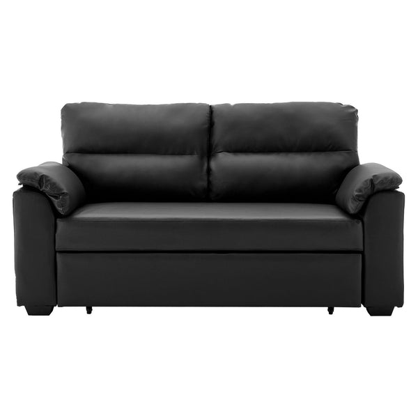 Sarantino Faux Leather Sofa Bed Couch Lounge - Black Sarantino