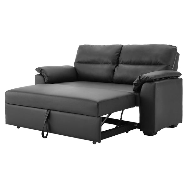 Sarantino Faux Leather Sofa Bed Couch Lounge - Black Sarantino