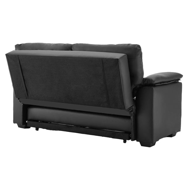 Sarantino Faux Leather Sofa Bed Couch Lounge - Black Sarantino