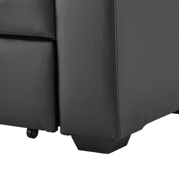 Sarantino Faux Leather Sofa Bed Couch Lounge - Black Sarantino