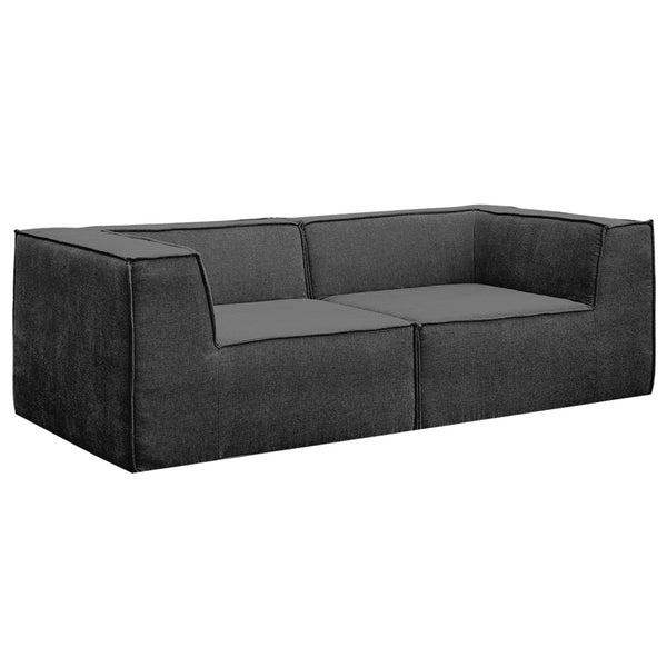 Sarantino Novi 3-Seater Modular Sofa with Ottoman in Black Non-Slip Bottom Lounge Awezingly
