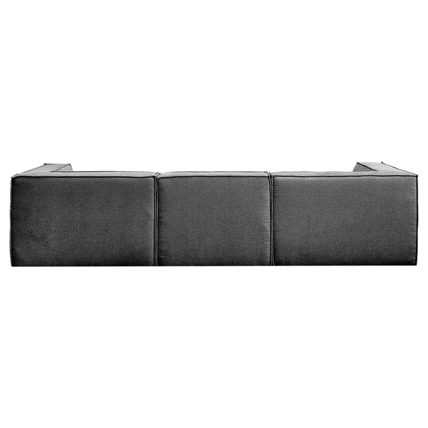 Sarantino Novi 3-Seater Modular Sofa with Ottoman in Black Non-Slip Bottom Lounge Awezingly