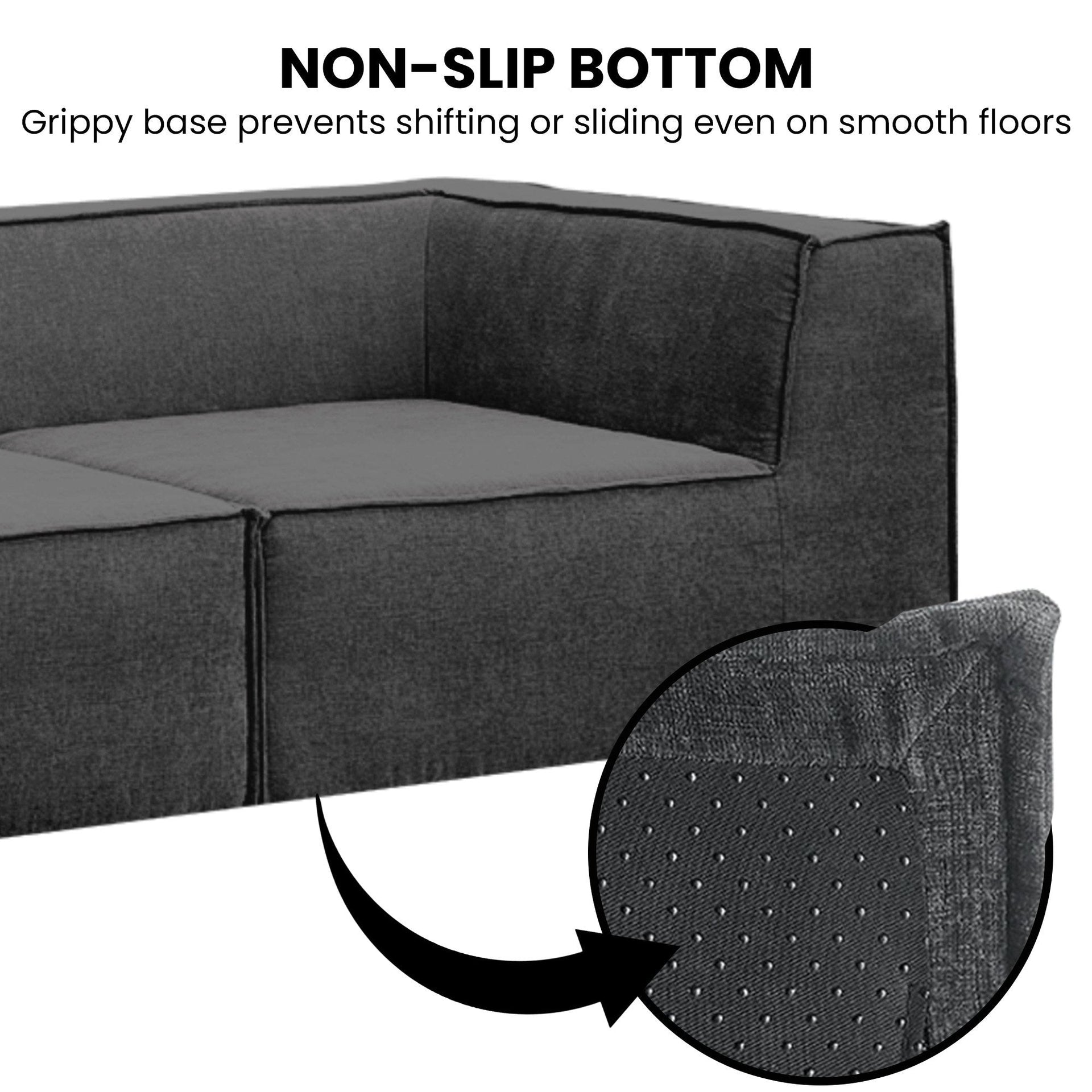 Sarantino Novi 3-Seater Modular Sofa with Ottoman in Black Non-Slip Bottom Lounge Awezingly