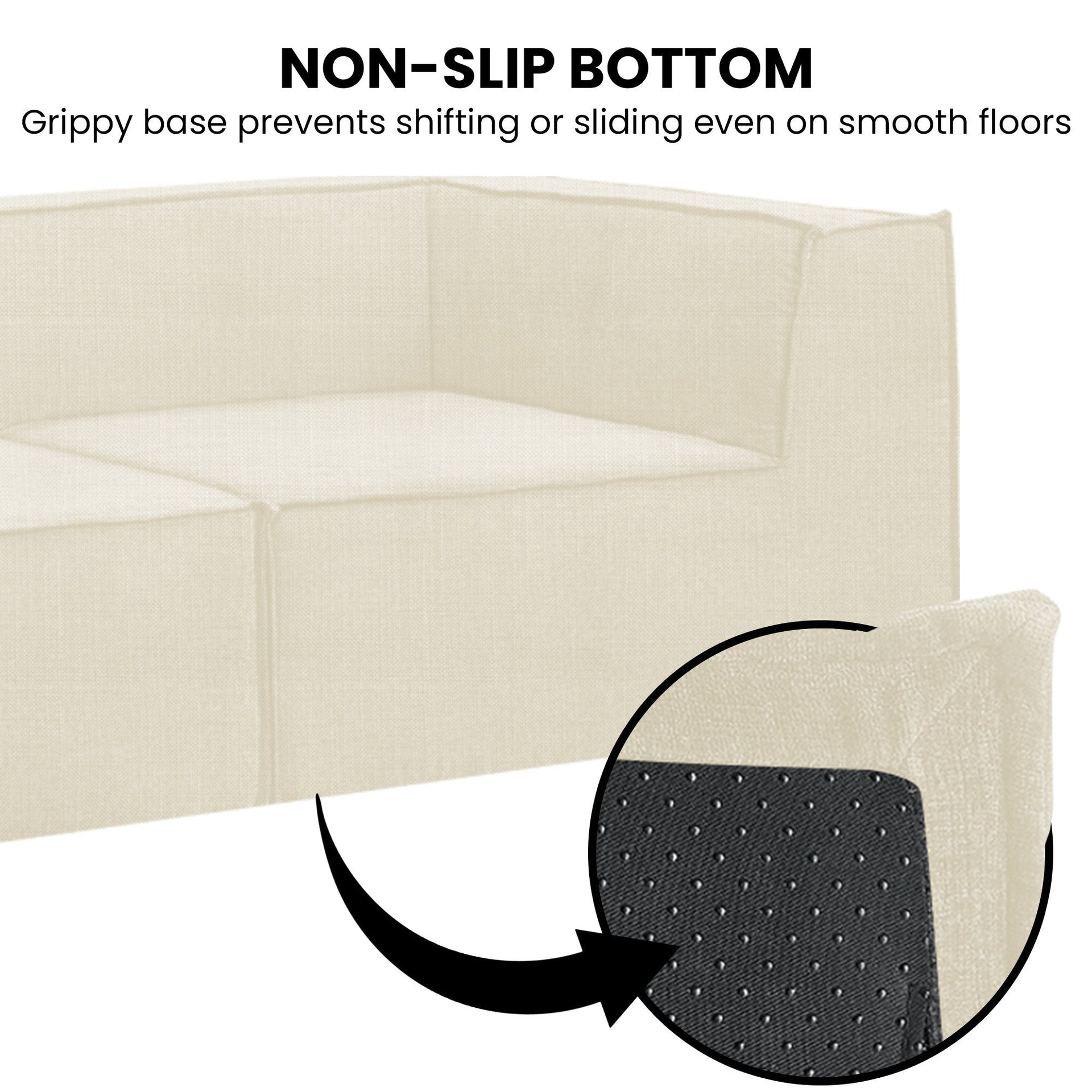 Sarantino Novi 3-Seater Modular Sofa with Ottoman in Cream Non-Slip Bottom Lounge Awezingly