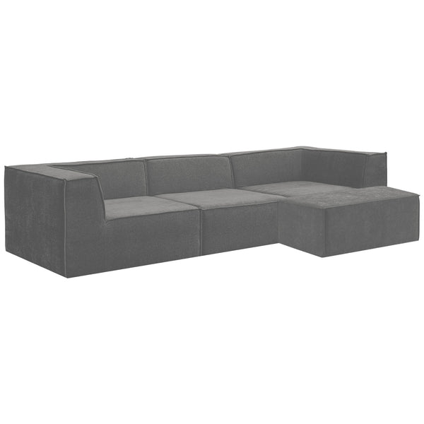 Sarantino Novi 3-Seater Modular Sofa with Ottoman in Grey Non-Slip Bottom Lounge Awezingly