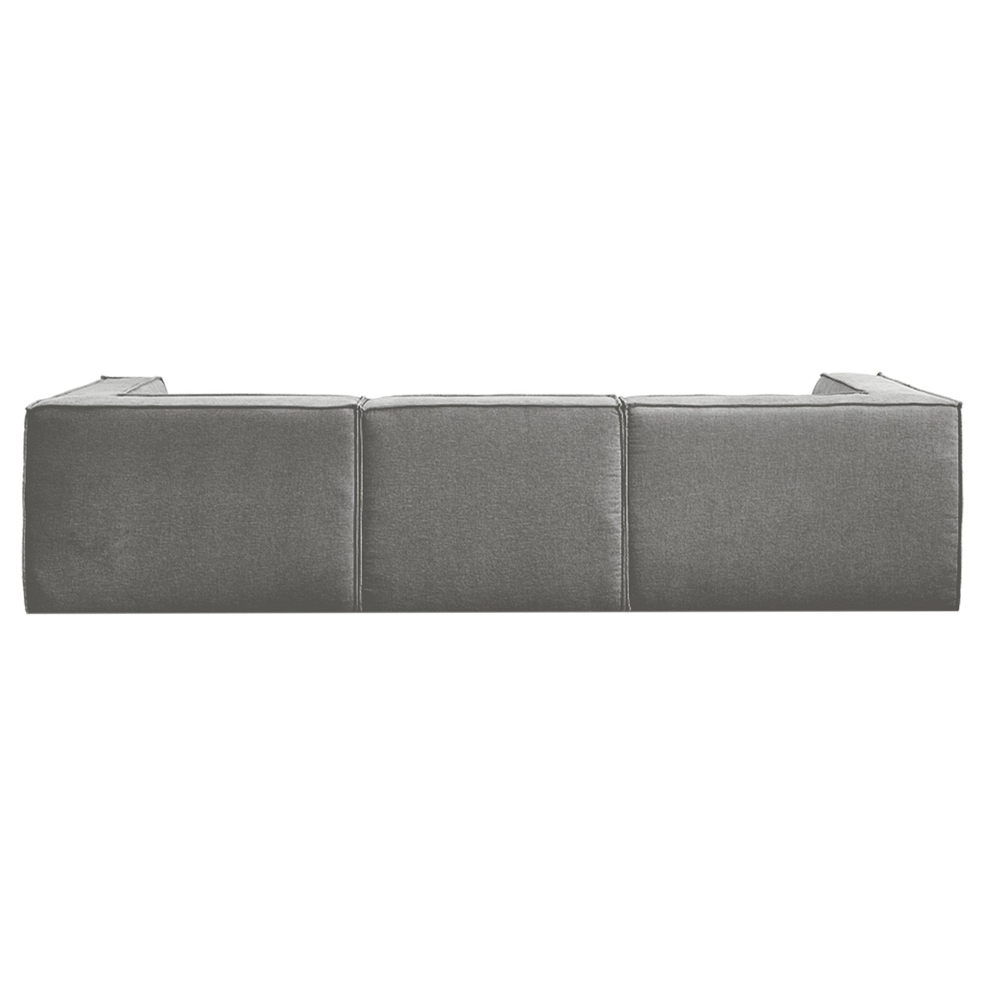 Sarantino Novi 3-Seater Modular Sofa with Ottoman in Grey Non-Slip Bottom Lounge Awezingly