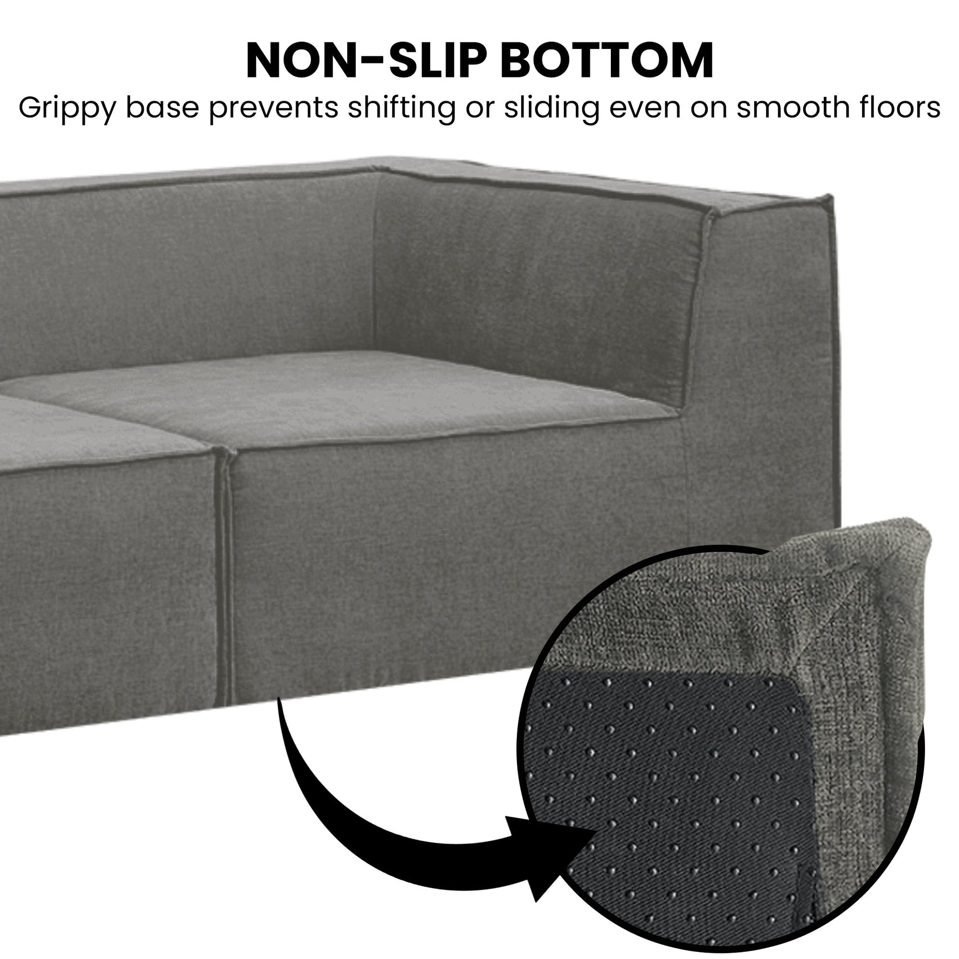 Sarantino Novi 3-Seater Modular Sofa with Ottoman in Grey Non-Slip Bottom Lounge Awezingly