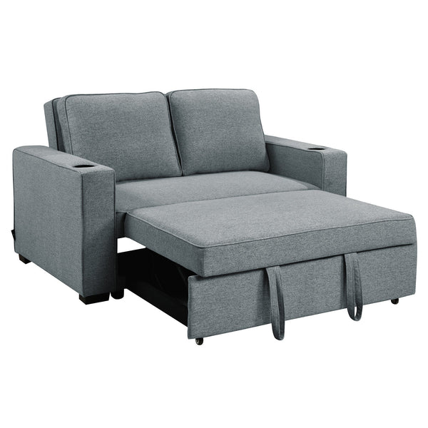 Sarantino Hoffman Linen Sofa Bed With Cushions & Cup Holders Dark Grey Sarantino