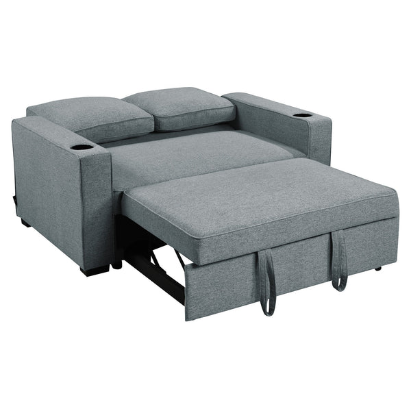 Sarantino Hoffman Linen Sofa Bed With Cushions & Cup Holders Dark Grey Sarantino