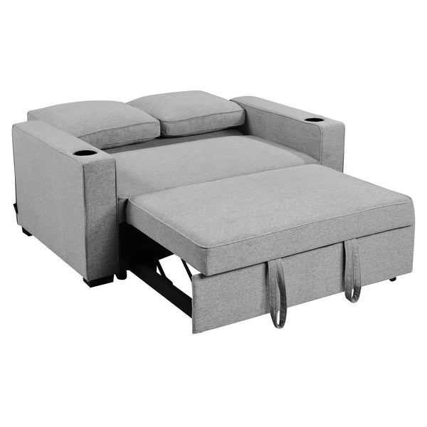 Sarantino Hoffman Linen Sofa Bed Chair With Cushions &cup Holders Light Grey Sarantino