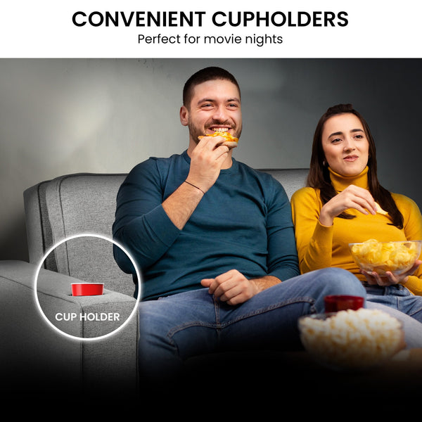 Sarantino Hoffman Linen Sofa Bed Chair With Cushions &cup Holders Light Grey Sarantino