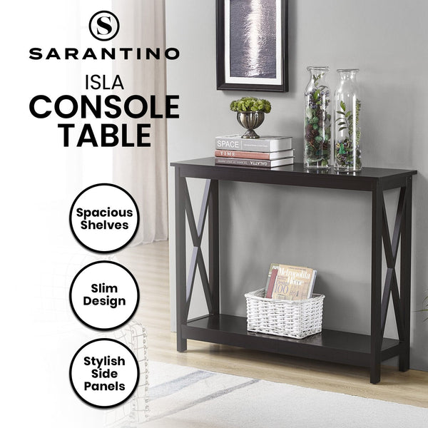 Sarantino Isla X-Frame Console Table in Black Awezingly