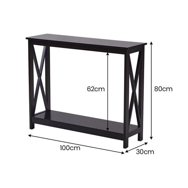 Sarantino Isla X-Frame Console Table in Black Awezingly