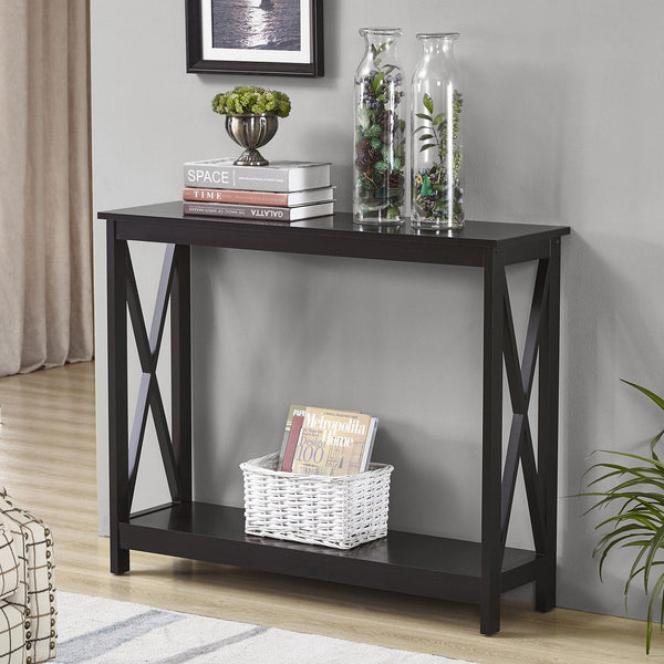 Sarantino Isla X-Frame Console Table in Black Awezingly