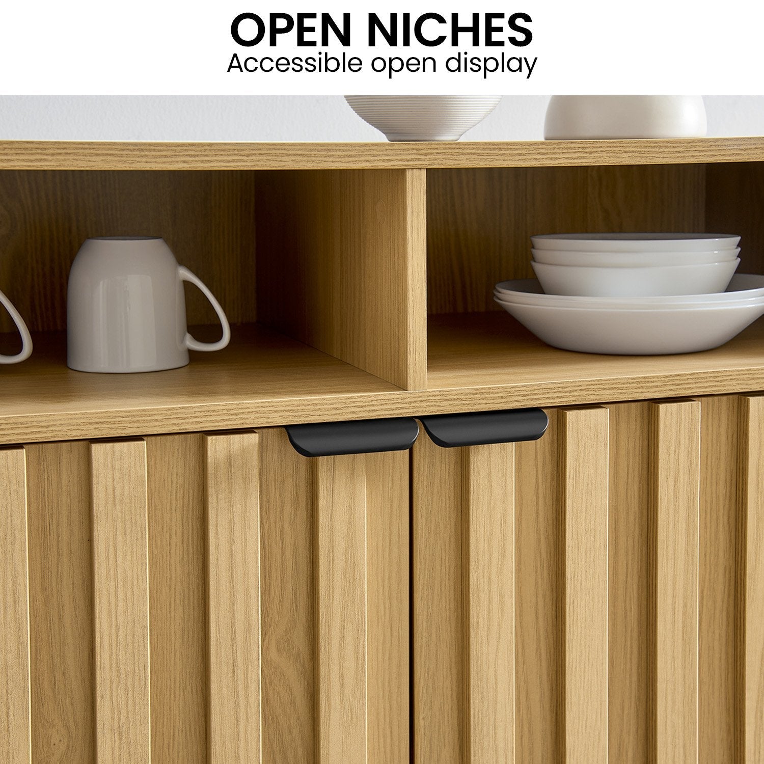 Sarantino Eleni 2-Door Sideboard Buffet Hallway Cabinet Storage Console Cupboard in Natural Awezingly
