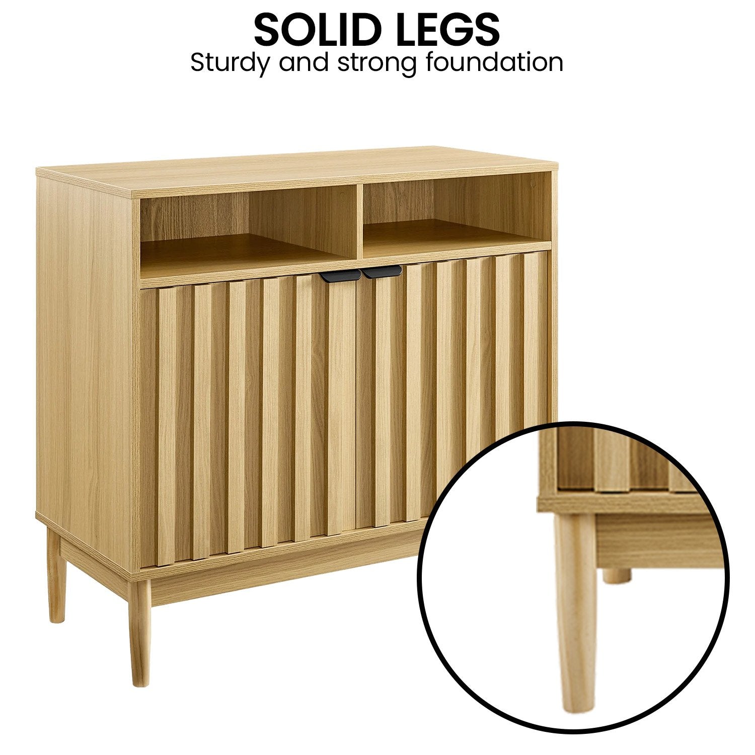 Sarantino Eleni 2-Door Sideboard Buffet Hallway Cabinet Storage Console Cupboard in Natural Awezingly
