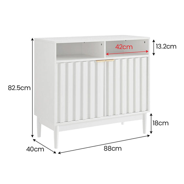 Sarantino Eleni 2-Door Sideboard Buffet Hallway Cabinet Storage Console Cupboard in White Awezingly