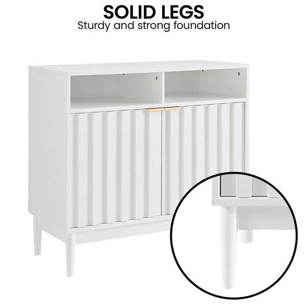 Sarantino Eleni 2-Door Sideboard Buffet Hallway Cabinet Storage Console Cupboard in White Awezingly