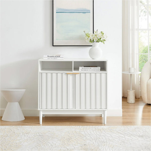 Sarantino Eleni 2-Door Sideboard Buffet Hallway Cabinet Storage Console Cupboard in White Awezingly