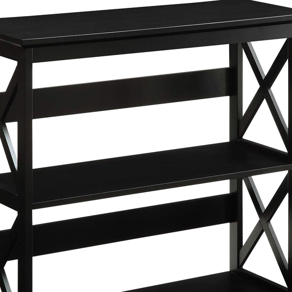 Sarantino Lucas 3-Tier Bookshelf Display Rack in Black Awezingly