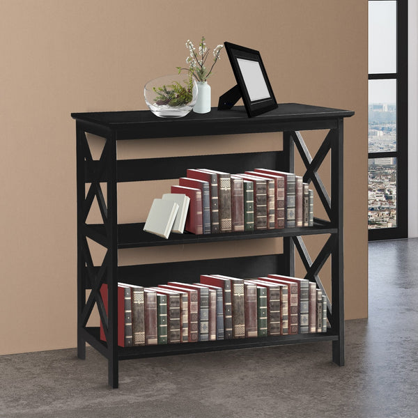 Sarantino Lucas 3-Tier Bookshelf Display Rack in Black Awezingly