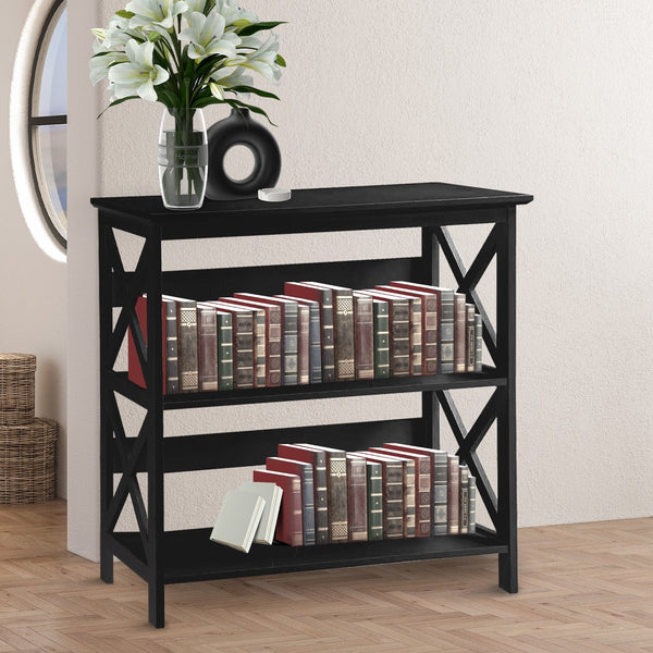 Sarantino Lucas 3-Tier Bookshelf Display Rack in Black Awezingly