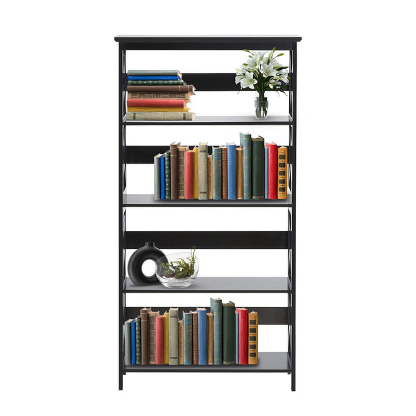 Sarantino Daphne 5-tier Cross Panel Bookshelf Awezingly