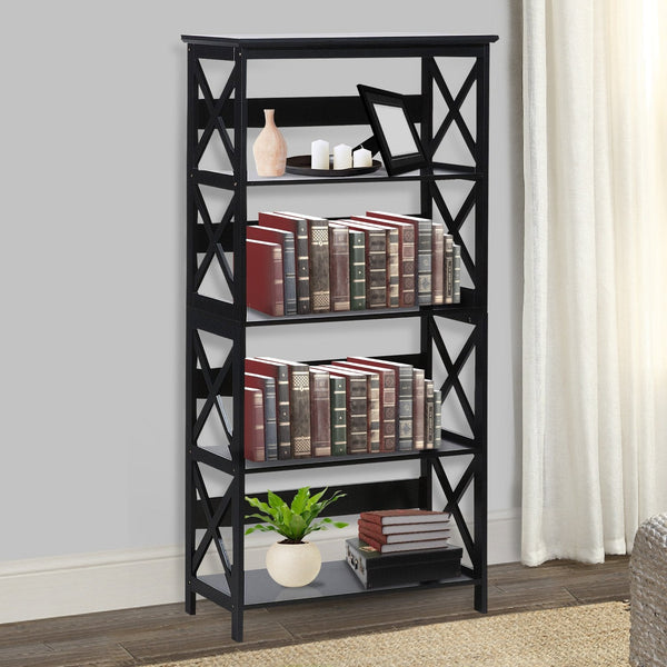 Sarantino Daphne 5-tier Cross Panel Bookshelf Awezingly