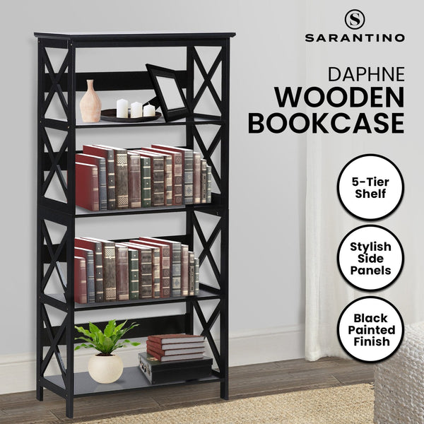 Sarantino Daphne 5-tier Cross Panel Bookshelf Awezingly