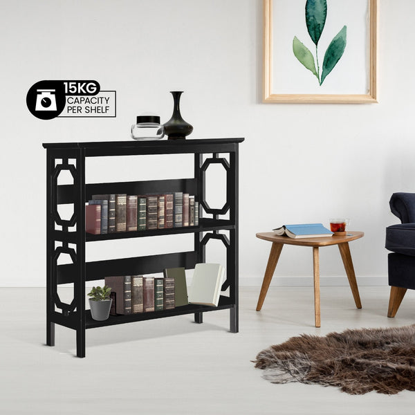 Sarantino Laurel 3-Tier Bookshelf Display Rack in Black Awezingly