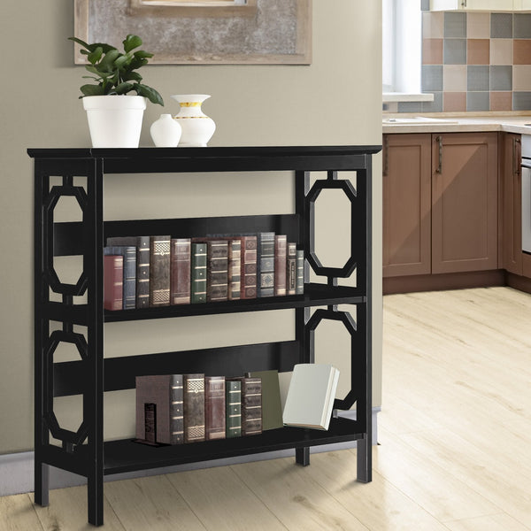 Sarantino Laurel 3-Tier Bookshelf Display Rack in Black Awezingly