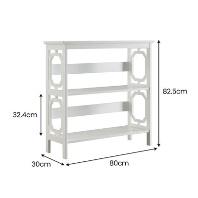 Sarantino Laurel 3-Tier Bookshelf Display Rack in White