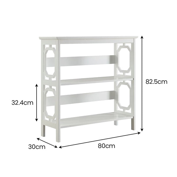 Sarantino Laurel 3-Tier Bookshelf Display Rack in White Awezingly